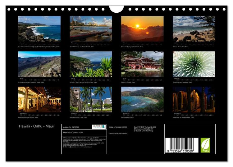 Produktbild: Hawaii - Oahu - Maui (Wandkalender 2027 DIN A4 quer), CALVENDO Monatskalender
