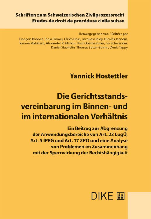 Produktbild: Die Gerichtsstandsvereinbarung im Binnen- und im internationalen Verh&auml;ltnis