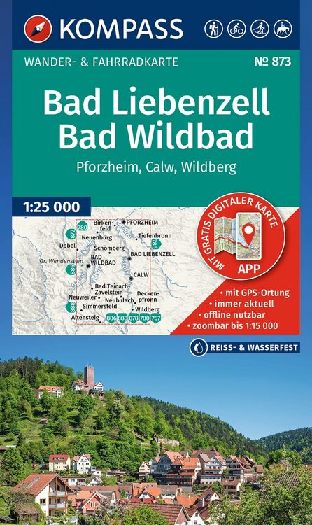 Produktbild: KOMPASS Wanderkarte 873 Bad Liebenzell/Bad Wildbad 1:25.000