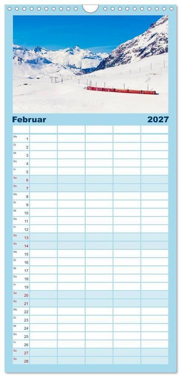 Produktbild: Familienplaner 2027 - Graub&uuml;nden Engadin mit 5 Spalten (Wandkalender, 21 x 45 cm) CALVENDO