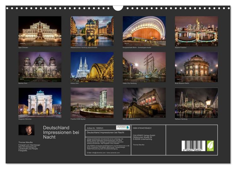 Produktbild: Deutschland Impressionen bei Nacht (Wandkalender 2026 DIN A3 quer), CALVENDO Monatskalender