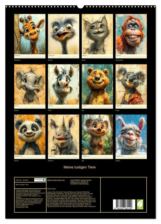 Produktbild: Meine lustigen Tiere (hochwertiger Premium Wandkalender 2026 DIN A2 hoch), Kunstdruck in Hochglanz