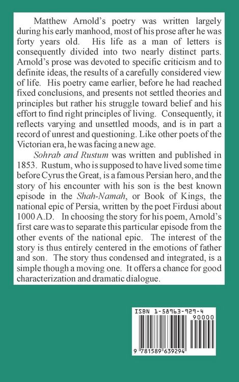 Produktbild: Sohrab and Rustum, and Other Poems