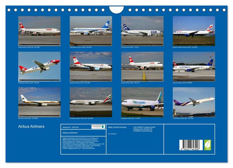 Produktbild: Airbus Airliners (Wandkalender 2026 DIN A4 quer), CALVENDO Monatskalender