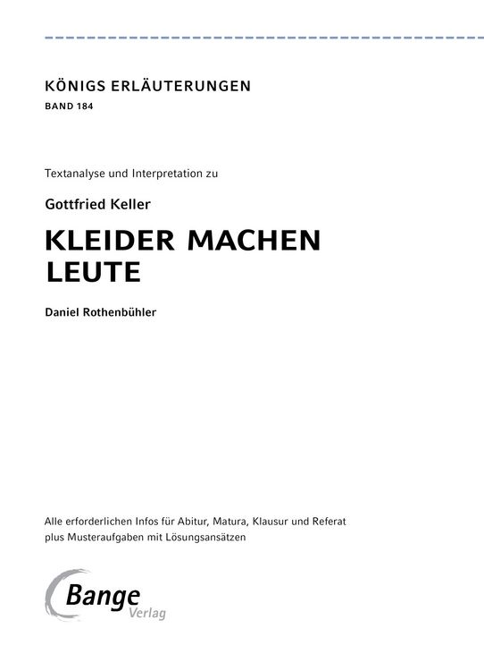 Produktbild: Kleider machen Leute von Gottfried Keller