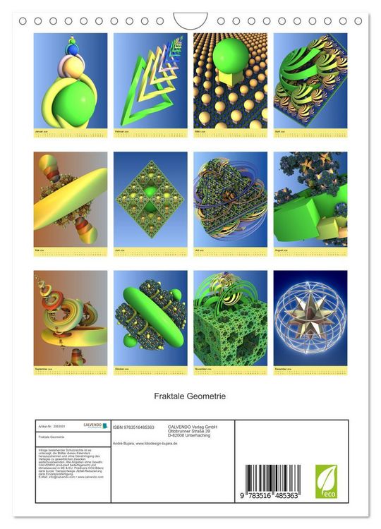 Produktbild: Fraktale Geometrie (Wandkalender 2026 DIN A4 hoch), CALVENDO Monatskalender