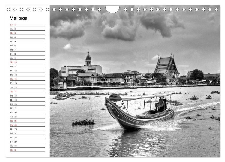 Produktbild: Bangkok Impressionen in Schwarz Wei&szlig; (Wandkalender 2026 DIN A4 quer), CALVENDO Monatskalender