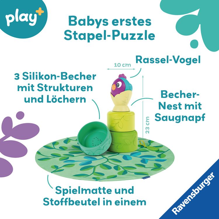 Produktbild: Play+ Baby-Stapel-Puzzle: Vogelnest - ab 6 Monate