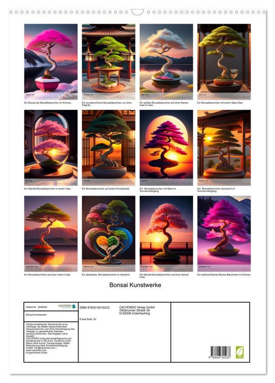 Produktbild: Bonsai Kunstwerke (Wandkalender 2026 DIN A2 hoch), CALVENDO Monatskalender