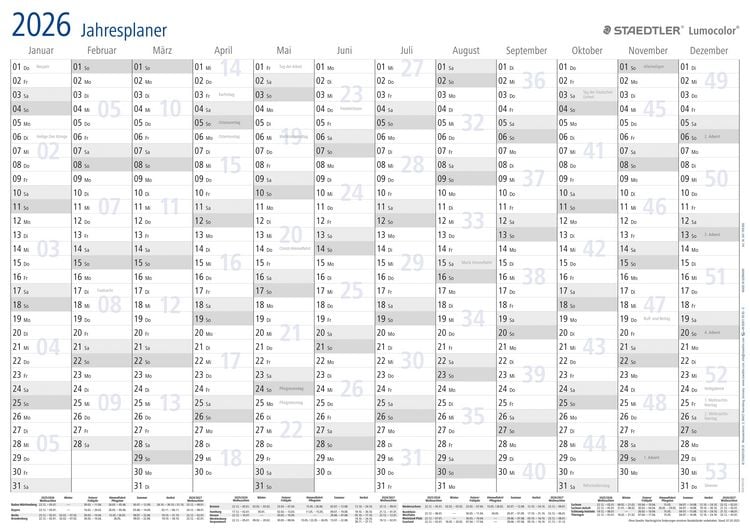 Produktbild: STAEDTLER Kalender Lumocolor Jahresplaner 2027, DIN A3