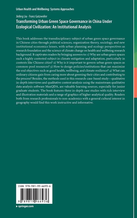 Produktbild: Transforming Urban Green Space Governance in China Under Ecological Civilization: An Institutional Analysis