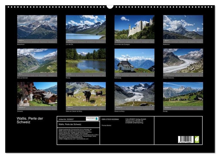 Produktbild: Wallis. Perle der Schweiz (Wandkalender 2026 DIN A2 quer), CALVENDO Monatskalender