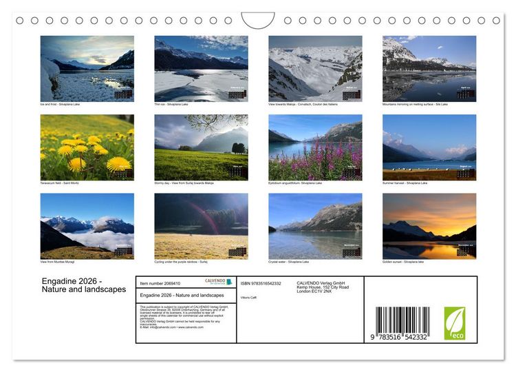 Produktbild: Engadine 2026 - Nature and landscapes (Wall Calendar 2026 DIN A4 landscape), CALVENDO 12 Month Wall Calendar