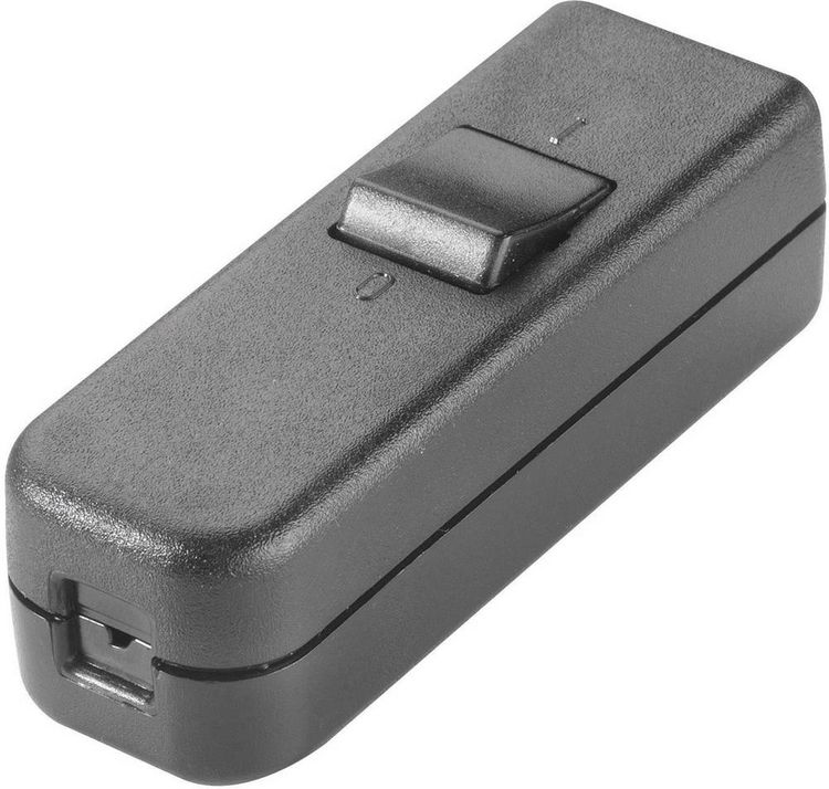 Produktbild: InterB&auml;r Schnurschalter Schwarz 1 x Aus/Ein 6A 1St.
