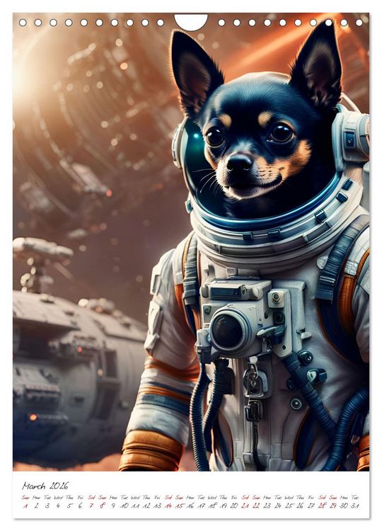 Produktbild: Chihuahua Adventure in Space (Wall Calendar 2026 DIN A4 portrait), CALVENDO 12 Month Wall Calendar