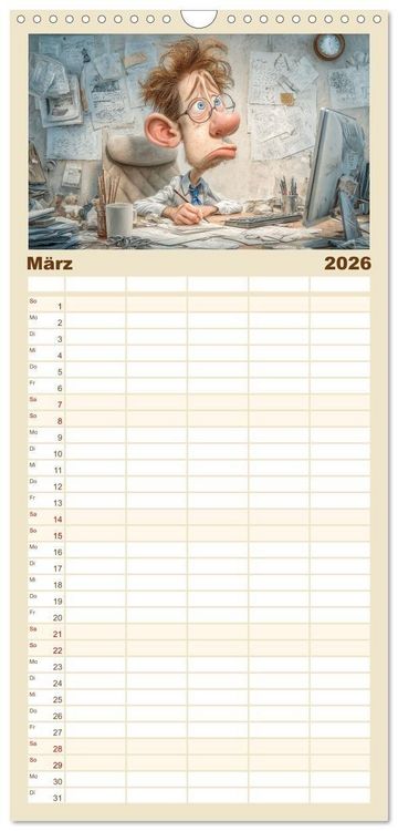 Produktbild: Familienplaner 2026 - Pause ist, wenn der Drucker druckt mit 5 Spalten (Wandkalender, 21 x 45 cm) CALVENDO