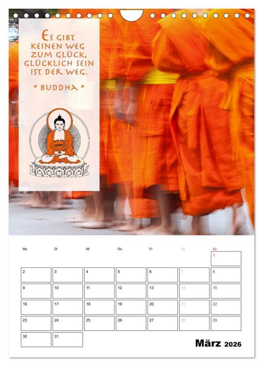 Produktbild: BUDDHAS ZITATE Buddhistische Weisheiten (Wandkalender 2026 DIN A4 hoch), CALVENDO Monatskalender