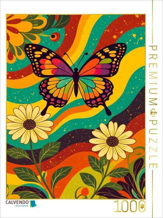 Produktbild: CALVENDO Puzzle Psychedelischer Schmetterling in Retrofarben | 1000 Teile Lege-Gr&ouml;&szlig;e 64x48cm Foto-Puzzle f&uuml;r gl&uuml;ckliche Stunden