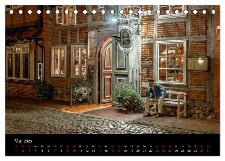 Produktbild: Buxtehude bei Nacht (Tischkalender 2026 DIN A5 quer), CALVENDO Monatskalender
