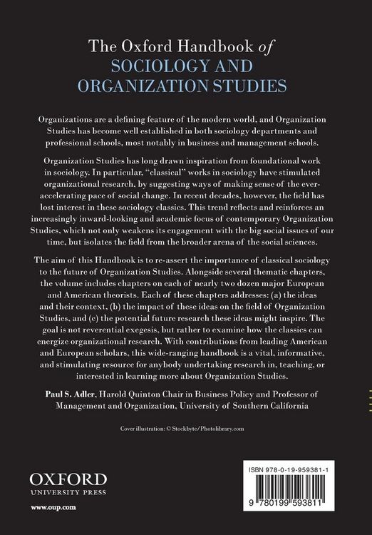 Produktbild: The Oxford Handbook of Sociology and Organization Studies