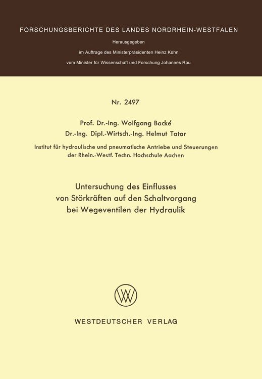 Produktbild: Untersuchung des Einflusses von St&ouml;rkr&auml;ften auf den Schaltvorgang bei Wegeventilen der Hydraulik