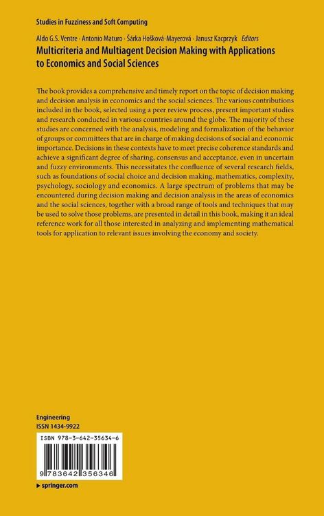 Produktbild: Multicriteria and Multiagent Decision Making with Applications to Economics and Social Sciences