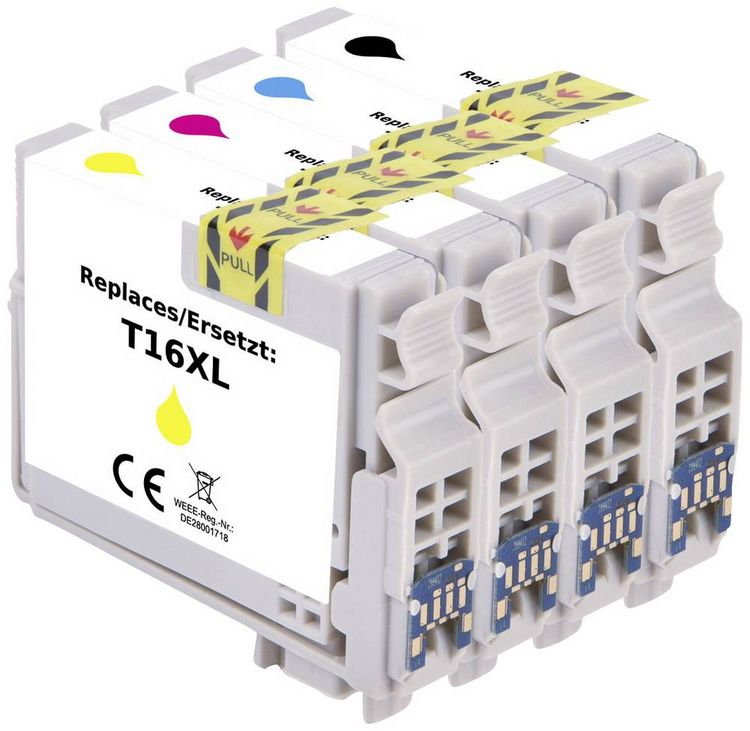 Produktbild: Renkforce Druckerpatrone ersetzt Epson 16XL, T1636, T1631, T1632, T1633, T1634 Kompatibel Kombi-Pack Schwarz, Cyan, Magenta, Gelb RF-5718868