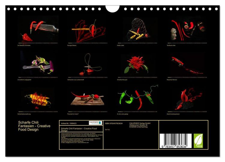 Produktbild: Scharfe Chili Fantasien - Creative Food Design (Wandkalender 2026 DIN A4 quer), CALVENDO Monatskalender