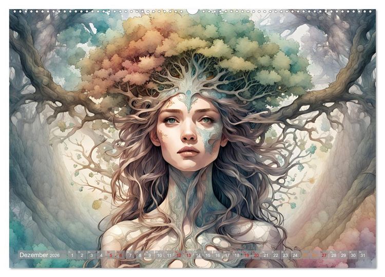 Produktbild: Baum-Prinzessinnen (hochwertiger Premium Wandkalender 2026 DIN A2 quer), Kunstdruck in Hochglanz