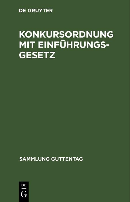 Produktbild: Konkursordnung mit Einf&uuml;hrungsgesetz