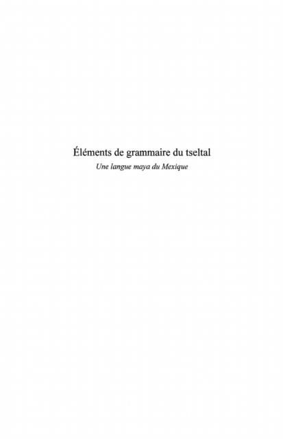 Produktbild: Elements de grammaire du tseltal une lan