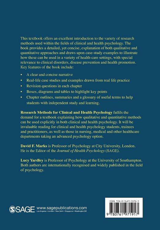 Produktbild: Research Methods for Clinical and Health Psychology