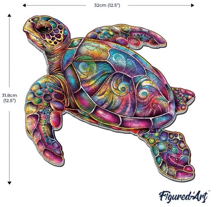 Produktbild: FiguredArt WP-FA1021 - Holzpuzzle Erwachsene - Meeresschildkr&ouml;te, 200 Teile, 32x31,8 cm