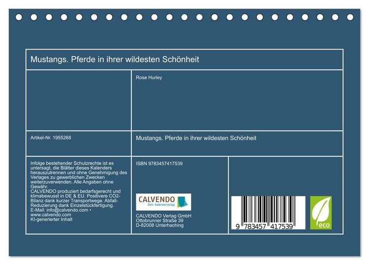 Produktbild: Mustangs. Pferde in ihrer wildesten Sch&ouml;nheit (Tischkalender 2026 DIN A5 quer), CALVENDO Monatskalender