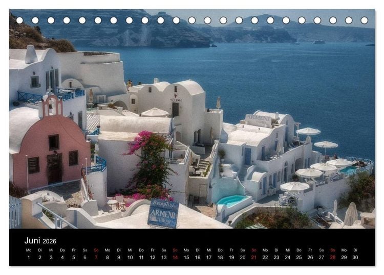 Produktbild: Zauberhaftes Santorin (Tischkalender 2026 DIN A5 quer), CALVENDO Monatskalender
