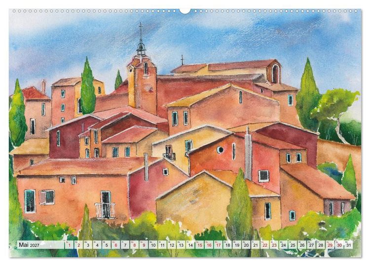Produktbild: Frankreich Aquarelle (Wandkalender 2027 DIN A2 quer), CALVENDO Monatskalender