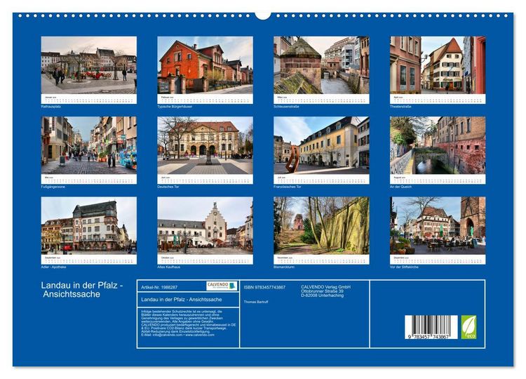 Produktbild: Landau in der Pfalz - Ansichtssache (hochwertiger Premium Wandkalender 2026 DIN A2 quer), Kunstdruck in Hochglanz