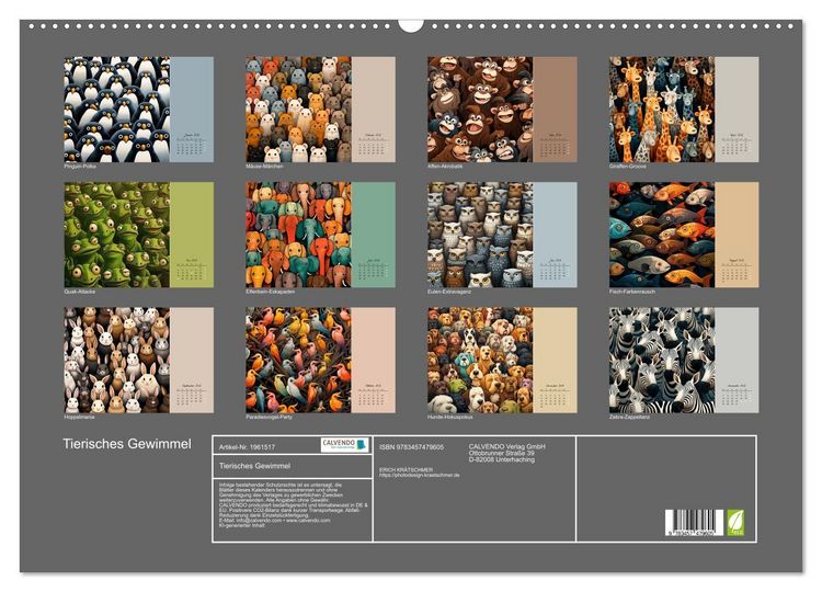 Produktbild: Tierisches Gewimmel (Wandkalender 2026 DIN A2 quer), CALVENDO Monatskalender