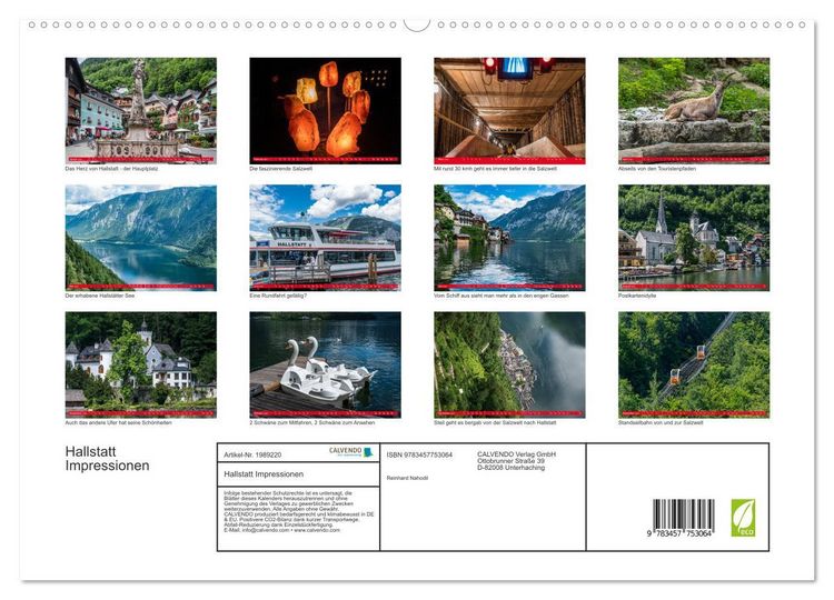 Produktbild: Hallstatt Impressionen (hochwertiger Premium Wandkalender 2026 DIN A2 quer), Kunstdruck in Hochglanz