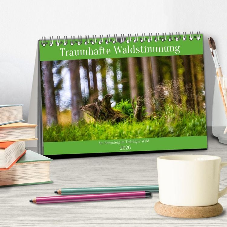 Produktbild: Traumhafte Waldstimmung am Rennsteig im Th&uuml;ringer Wald (Tischkalender 2026 DIN A5 quer), CALVENDO Monatskalender