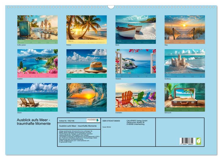 Produktbild: Ausblick aufs Meer - traumhafte Momente (Wandkalender 2026 DIN A2 quer), CALVENDO Monatskalender