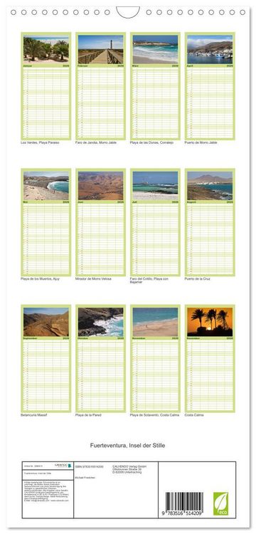 Produktbild: Familienplaner 2026 - Fuerteventura, Insel der Stille mit 5 Spalten (Wandkalender, 21 x 45 cm) CALVENDO