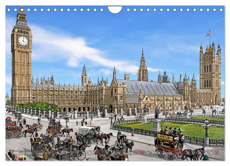Produktbild: London around 1890-1900 - photos restored and colourised (Wall Calendar 2026 DIN A4 landscape), CALVENDO 12 Month Wall Calendar