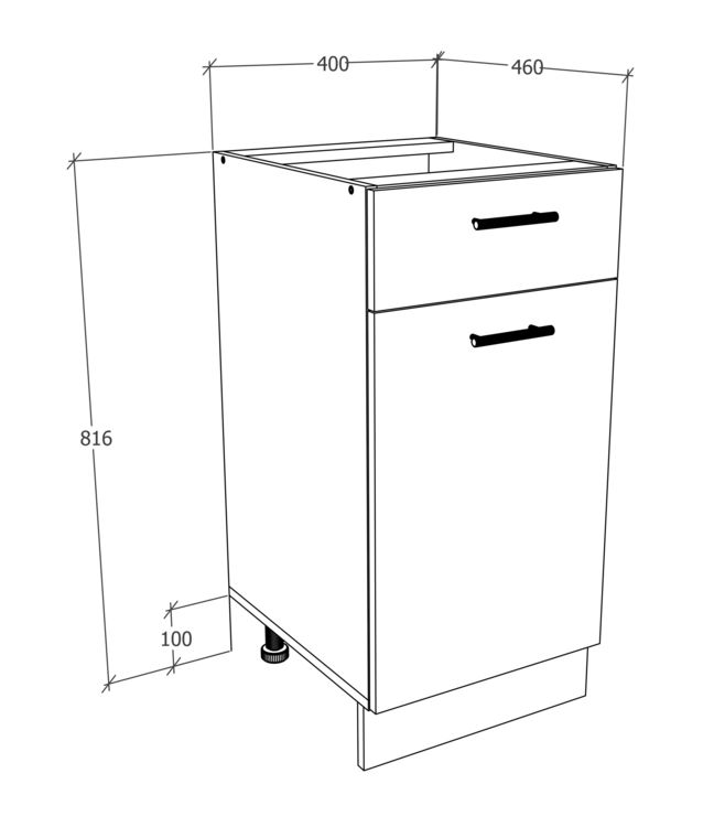 Produktbild: K&uuml;chenschrank B 40 cm Unterschrank Schublade Esilo