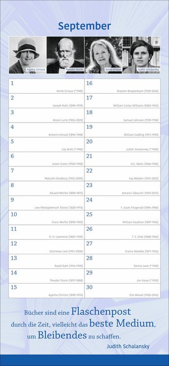 Produktbild: Der literarische Geburtstagskalender - Mit Geburtstagskindern und Zitaten