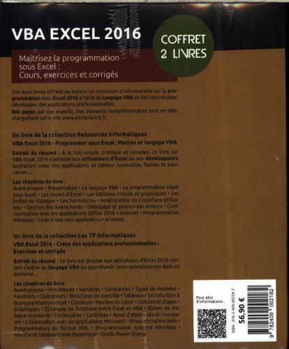 Produktbild: VBA Excel 2016 : ma&icirc;trisez la programmation sous Excel