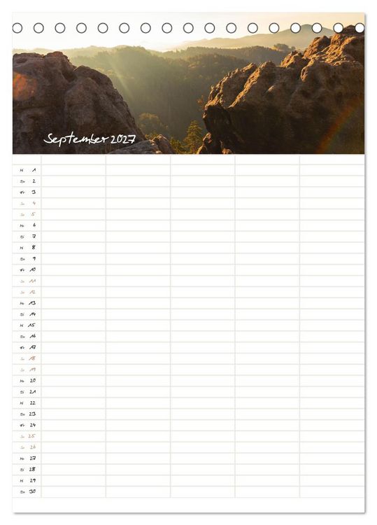Produktbild: Familienkalender - S&auml;chsische und B&ouml;hmische Schweiz (Tischkalender 2027 DIN A5 hoch), CALVENDO Monatskalender