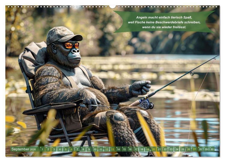 Produktbild: Der tierisch lustige Angler-Kalender (hochwertiger Premium Wandkalender 2026 DIN A2 quer), Kunstdruck in Hochglanz