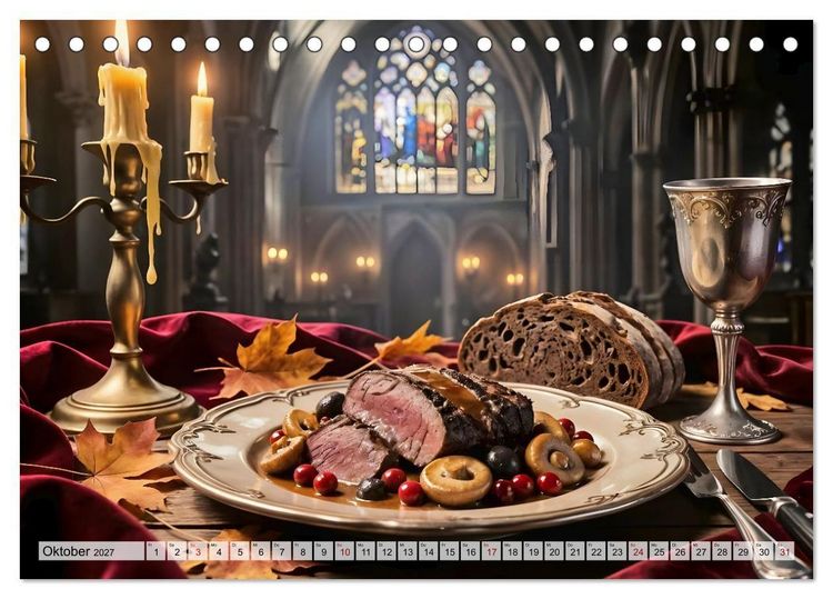 Produktbild: Schattenbankett - Gothic Fine Dining &ndash; 12 Men&uuml;s in dunkler Eleganz (Tischkalender 2027 DIN A5 quer), CALVENDO Monatskalender