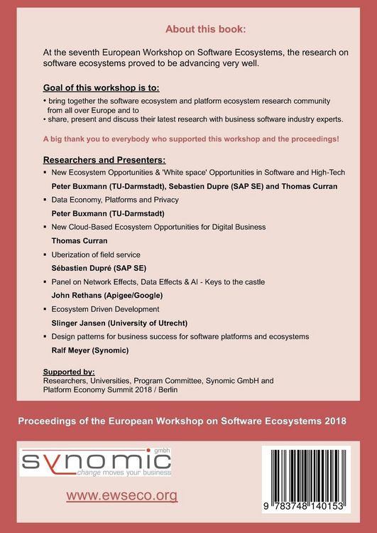 Produktbild: Proceedings of the European Workshop on Software Ecosystems 2018